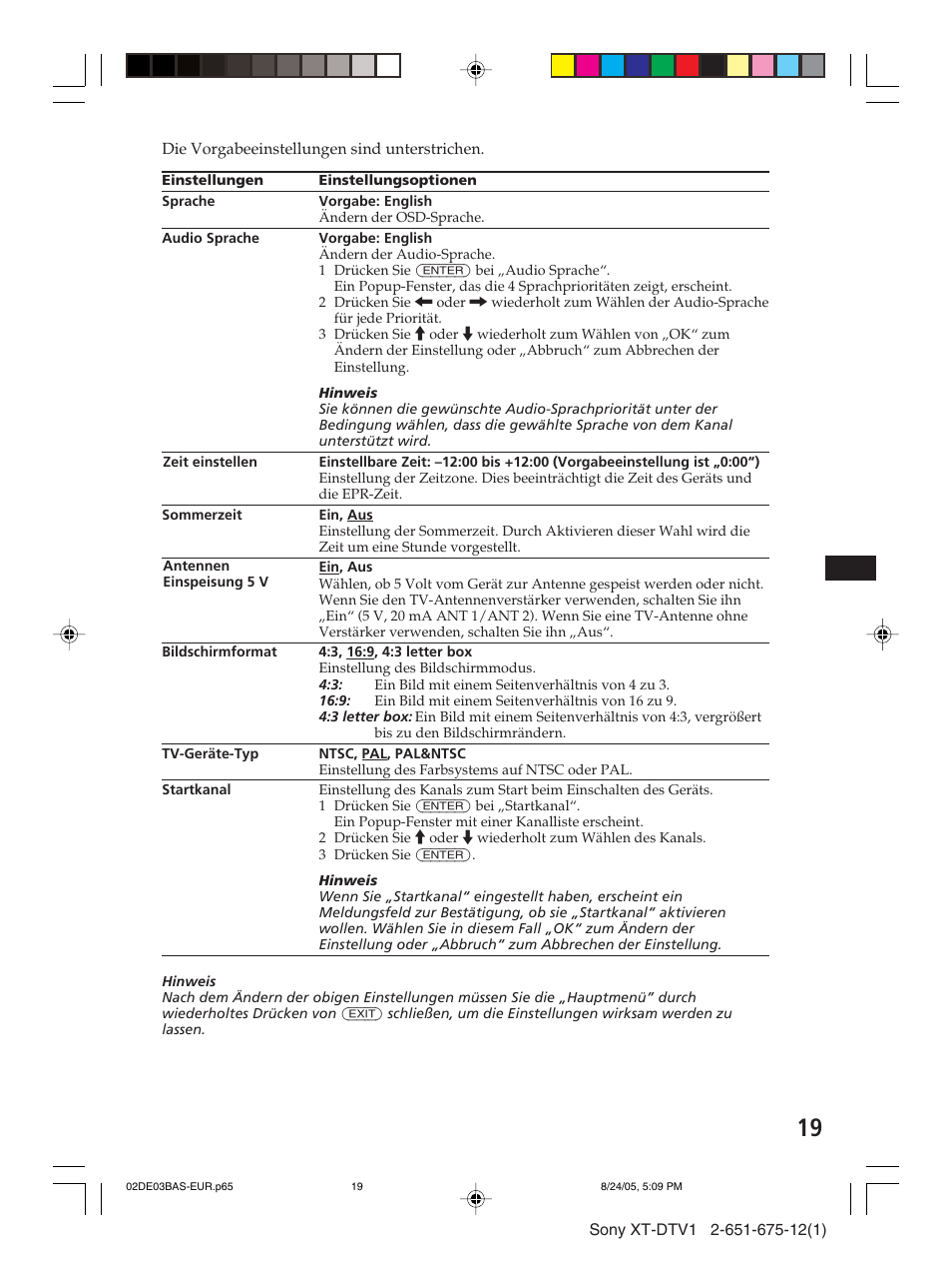 Sony XT-DTV1 User Manual | Page 43 / 123