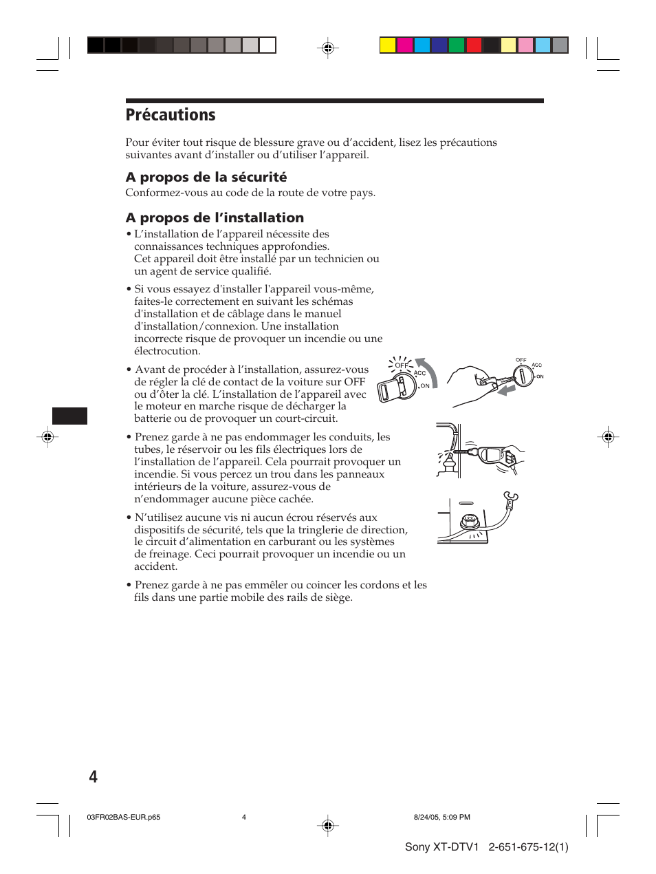 Précautions, 4précautions | Sony XT-DTV1 User Manual | Page 52 / 123