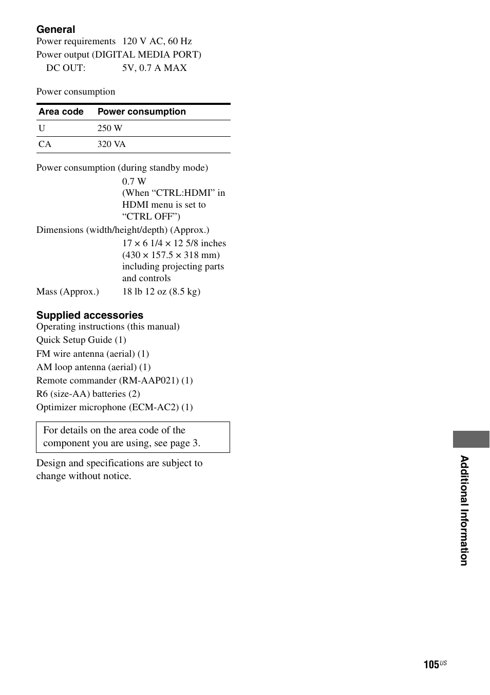 Sony STR-DG820 User Manual | Page 105 / 108