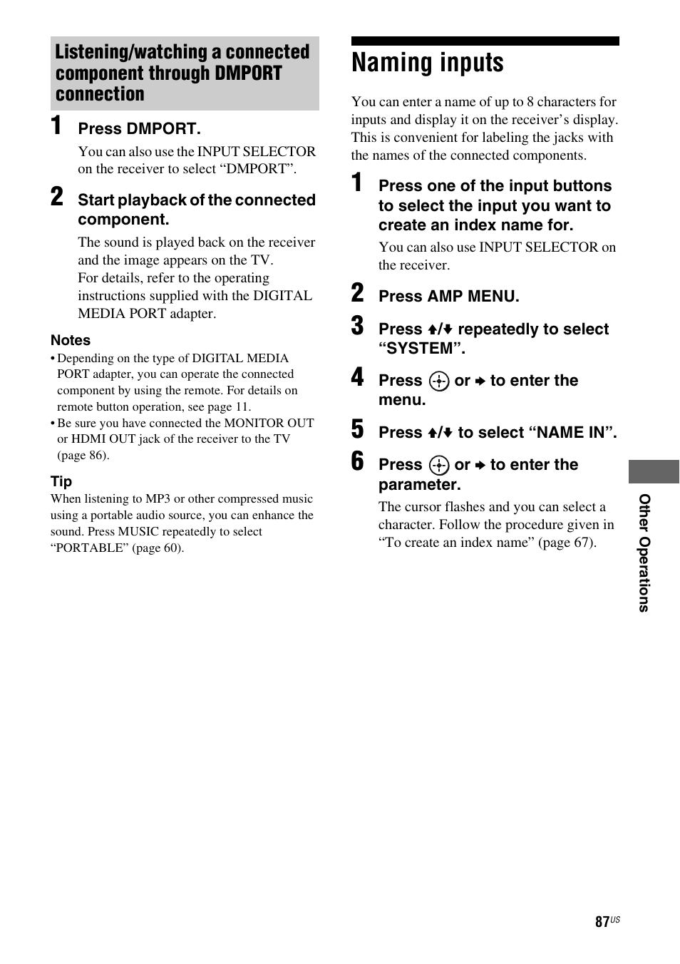 Naming inputs | Sony STR-DG820 User Manual | Page 87 / 108