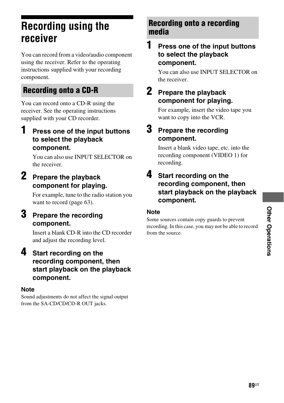 Recording using the receiver | Sony STR-DG820 User Manual | Page 89 / 108