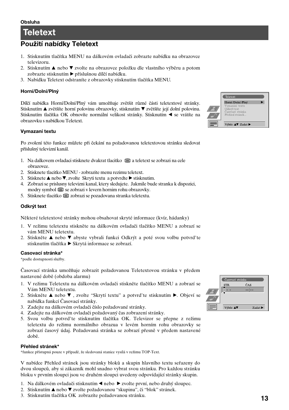 Teletext, Použití nabídky teletext | Sony FD Trinitron KV-32FX65 K User Manual | Page 15 / 108