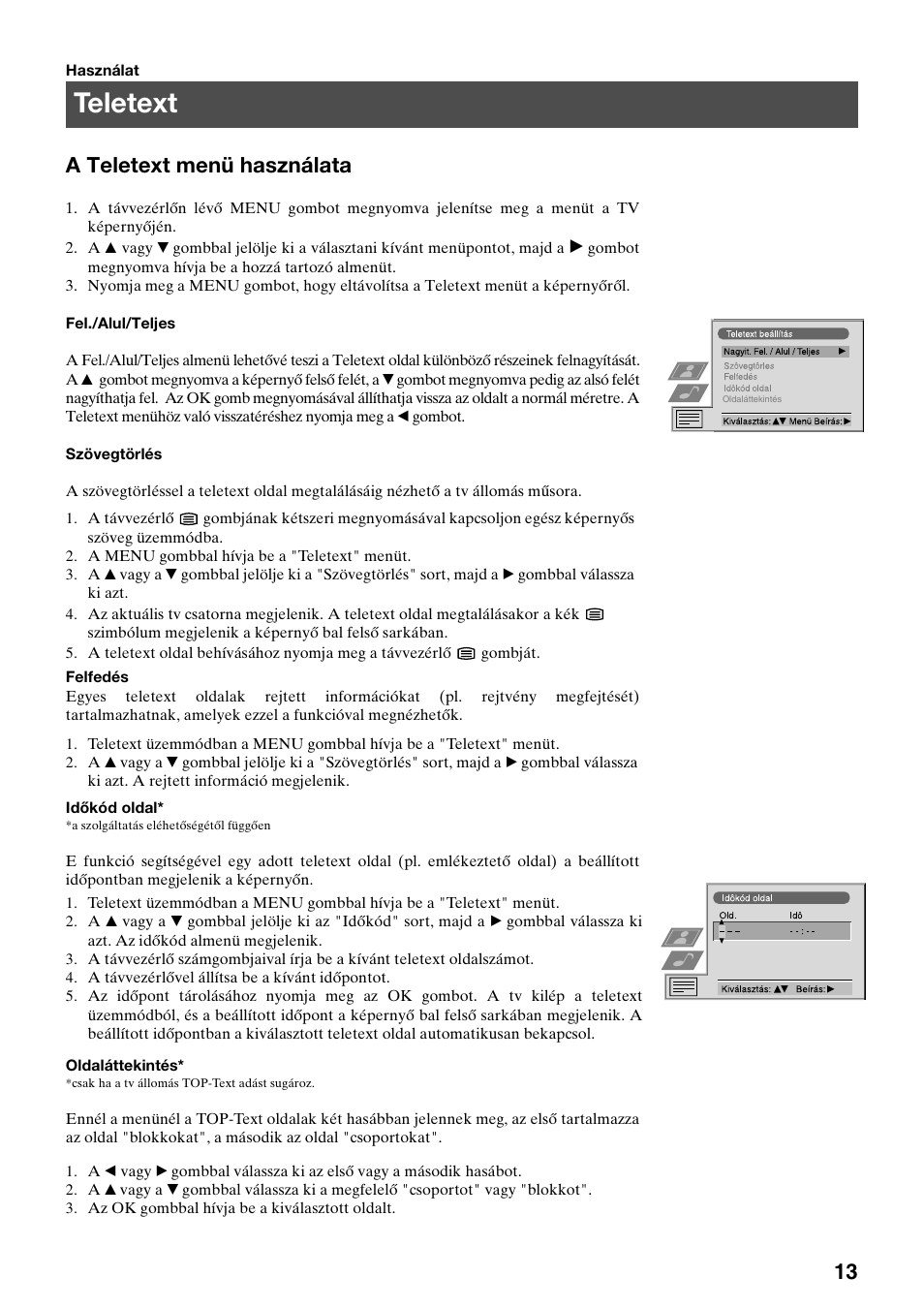 Teletext, A teletext menü használata | Sony FD Trinitron KV-32FX65 K User Manual | Page 67 / 108