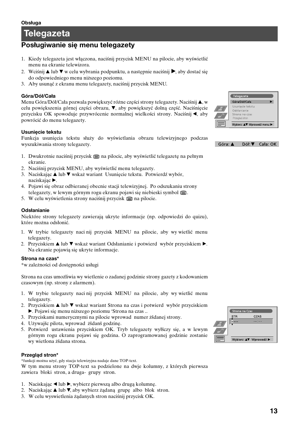 Telegazeta, Posługiwanie się menu telegazety | Sony FD Trinitron KV-32FX65 K User Manual | Page 93 / 108