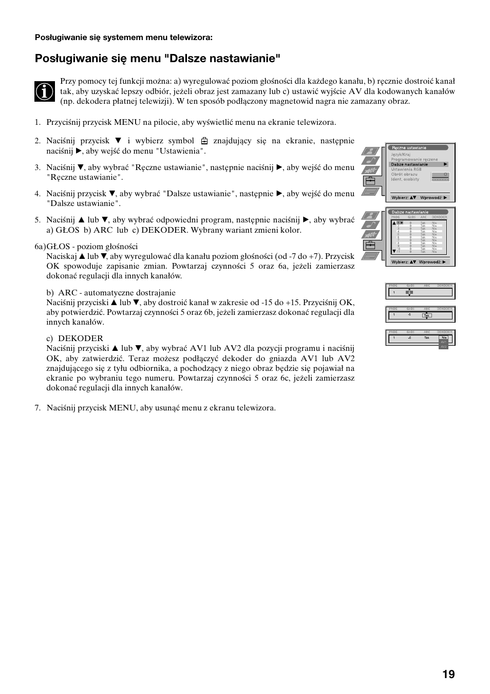 Posługiwanie się menu "dalsze nastawianie | Sony FD Trinitron KV-32FX65 K User Manual | Page 99 / 108