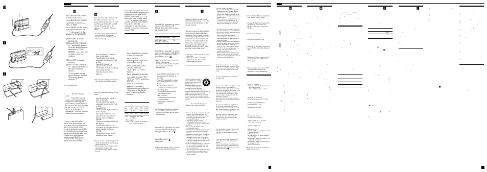 Hi j, Listening to the radio, Presetting radio stations | Receiving stations outside your country, Using the menu, Using other functions, Precautions, Troubleshooting, Specifications, Adjusting playback modes | Sony Radio Cassette-Corder WM-GX680 User Manual | Page 2 / 2