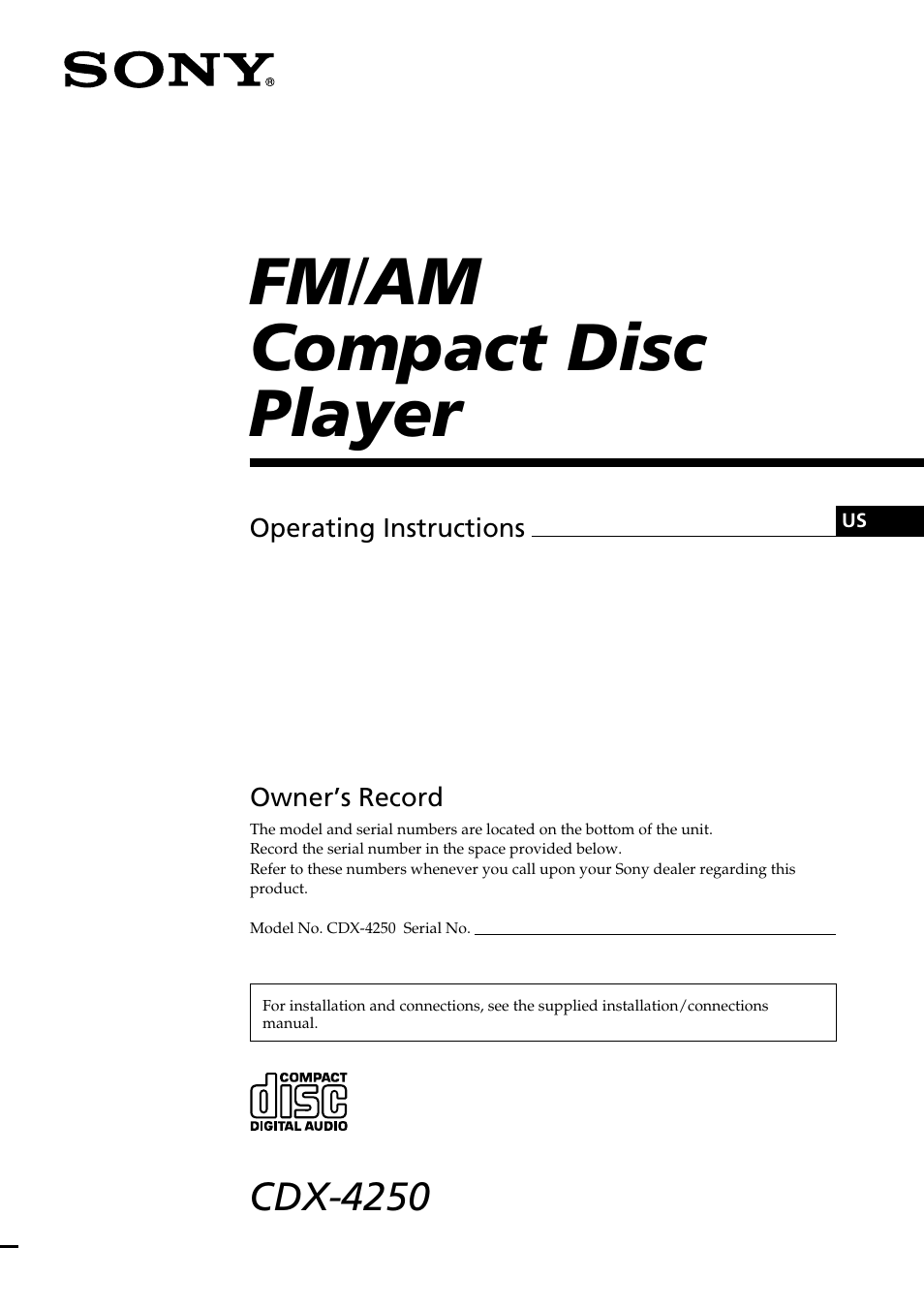 Sony CDX-4250 User Manual | 16 pages