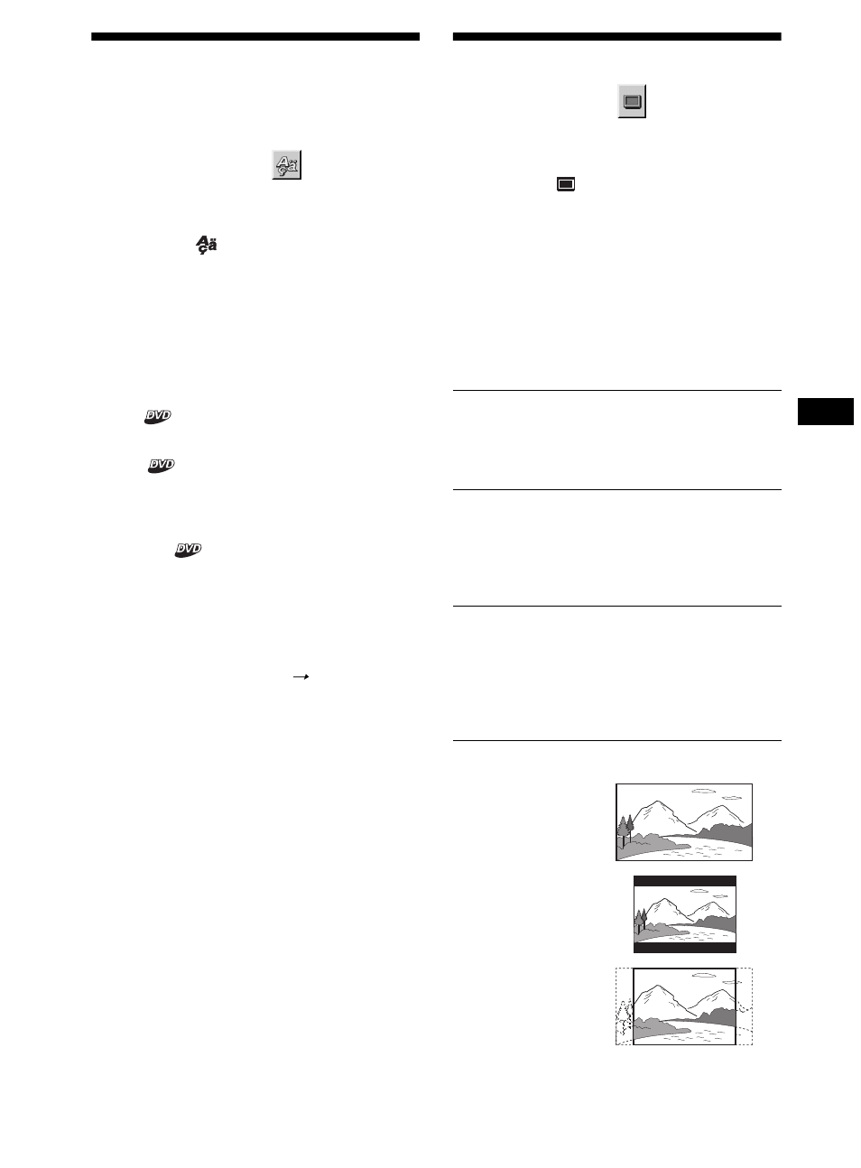 Réglage de la langue, Réglage de l’écran, Réglage de la langue d’affichage ou de la plage | Sonore — ré, Angue, Nner les m | Sony DVX-11B User Manual | Page 105 / 196