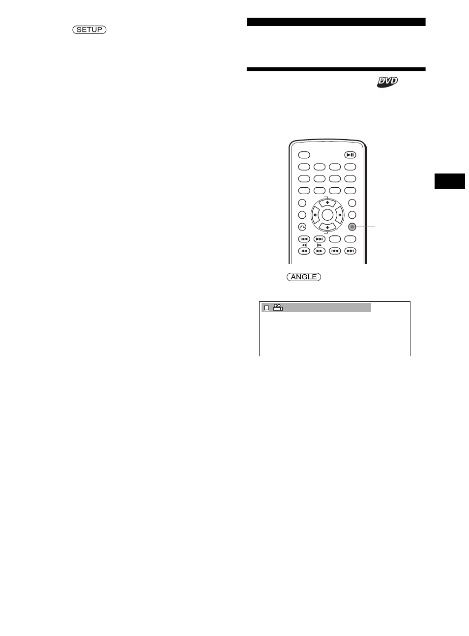 Picture adjustments, Changing the angles, Press (setup) | Sony DVX-11B User Manual | Page 21 / 196