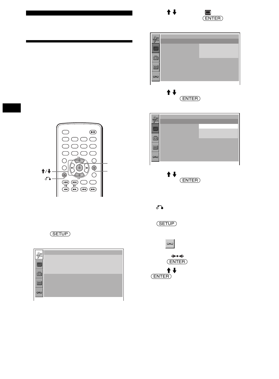 Settings and adjustments, Using the setup menu, Reset | L setup ite | Sony DVX-11B User Manual | Page 26 / 196