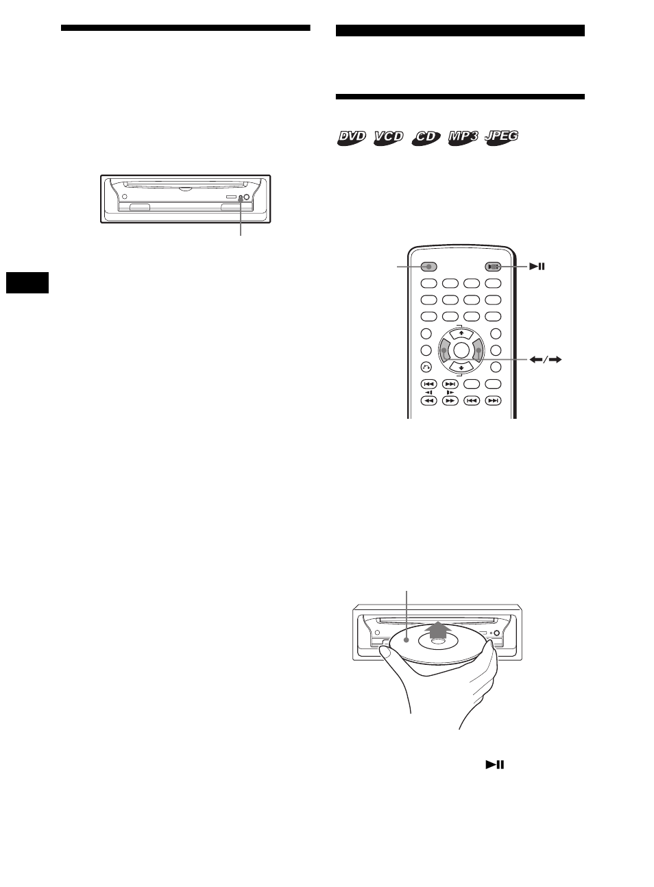 Zurücksetzen des geräts, Player, Wiedergeben von cds/dvds | 12 zurücksetzen des geräts | Sony DVX-11B User Manual | Page 50 / 196