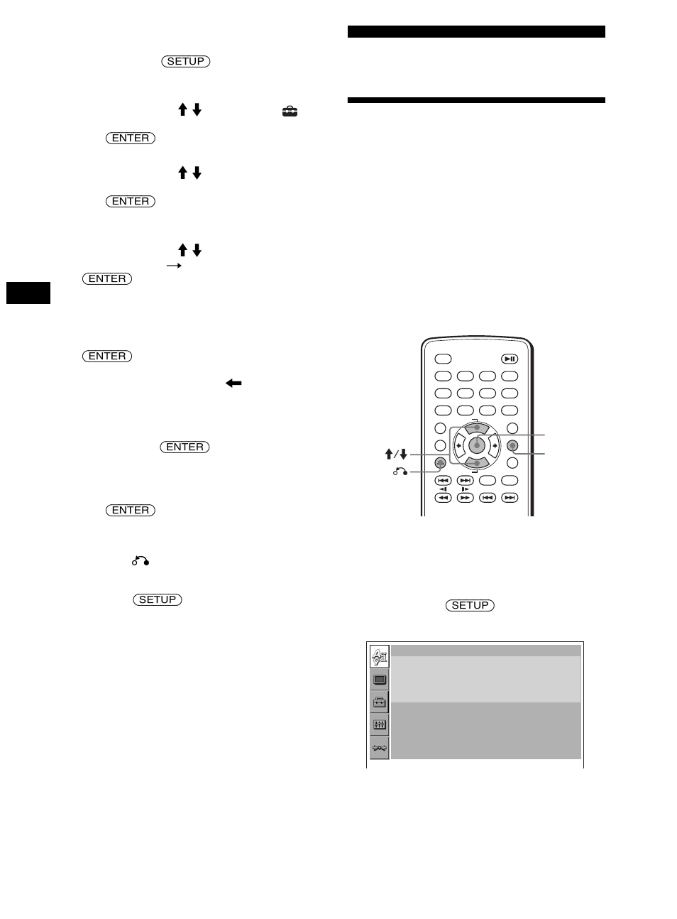 Einstellen des geräts, Das setup-menü | Sony DVX-11B User Manual | Page 64 / 196