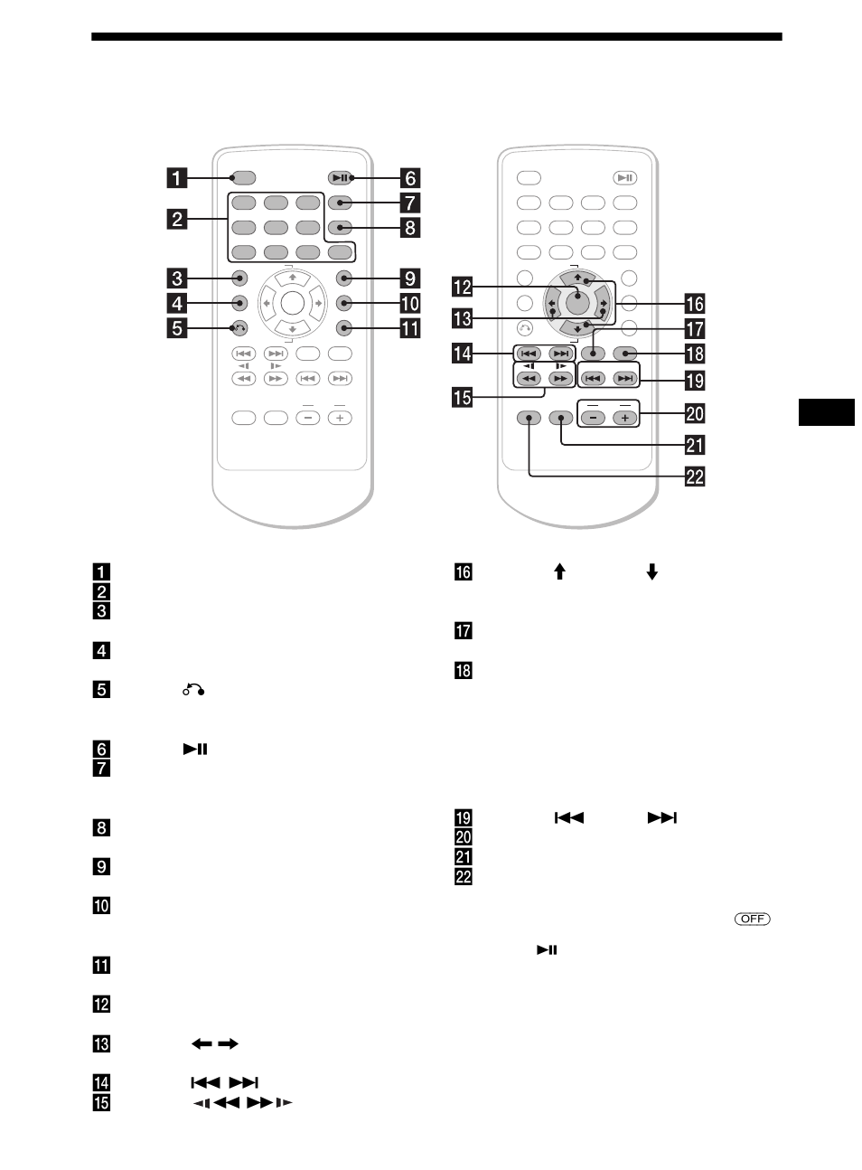 Mini-télécommande rm-x129 pour utiliser le lecteur | Sony DVX-11B User Manual | Page 87 / 196