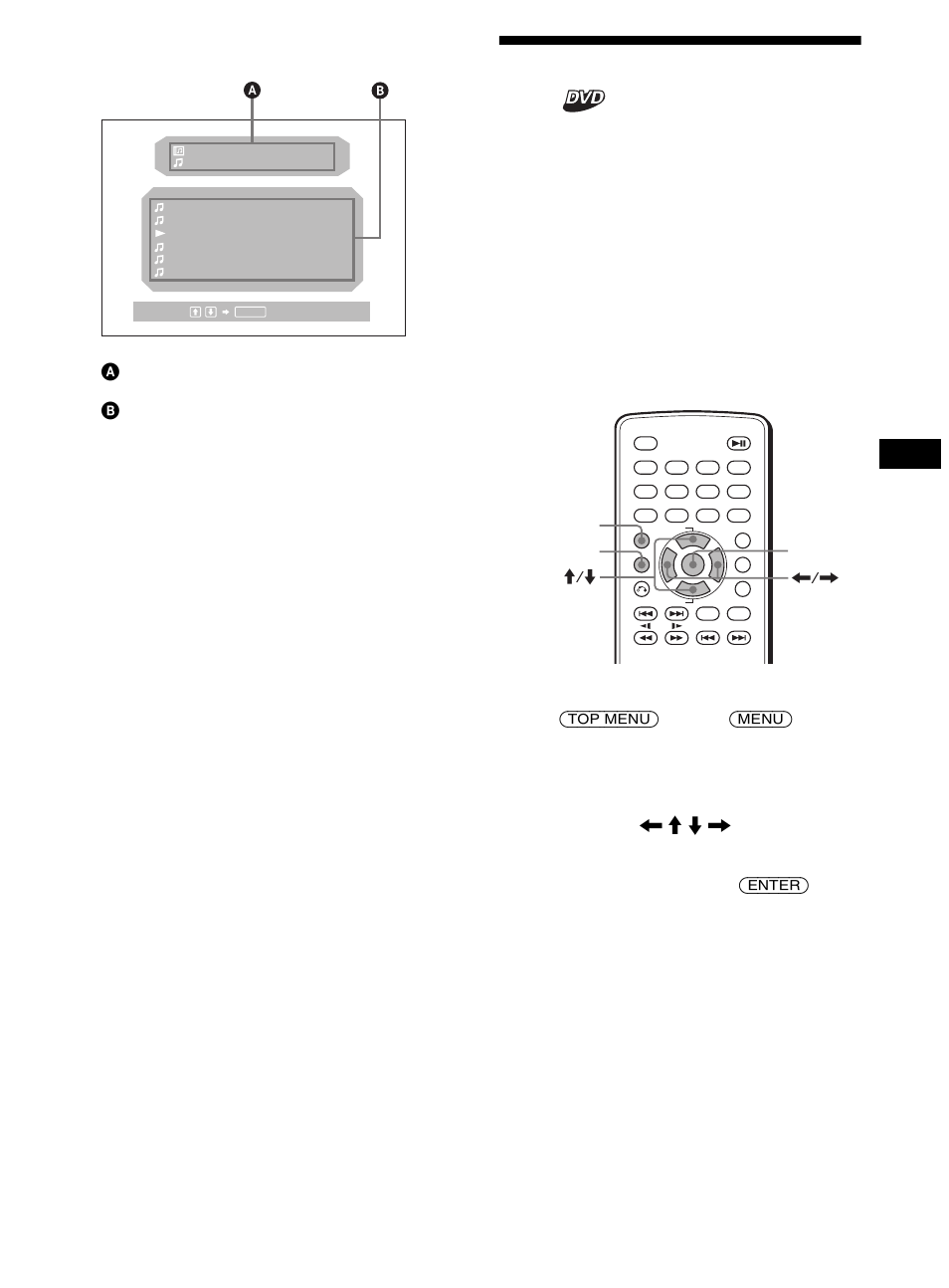 Utilisation du menu avec des dvd, Rubriques d’affichage de la liste, Aplage/album en cours | Numéro et nom d’image, Bnoms de la plage/de l’album, De l’image | Sony DVX-11B User Manual | Page 95 / 196