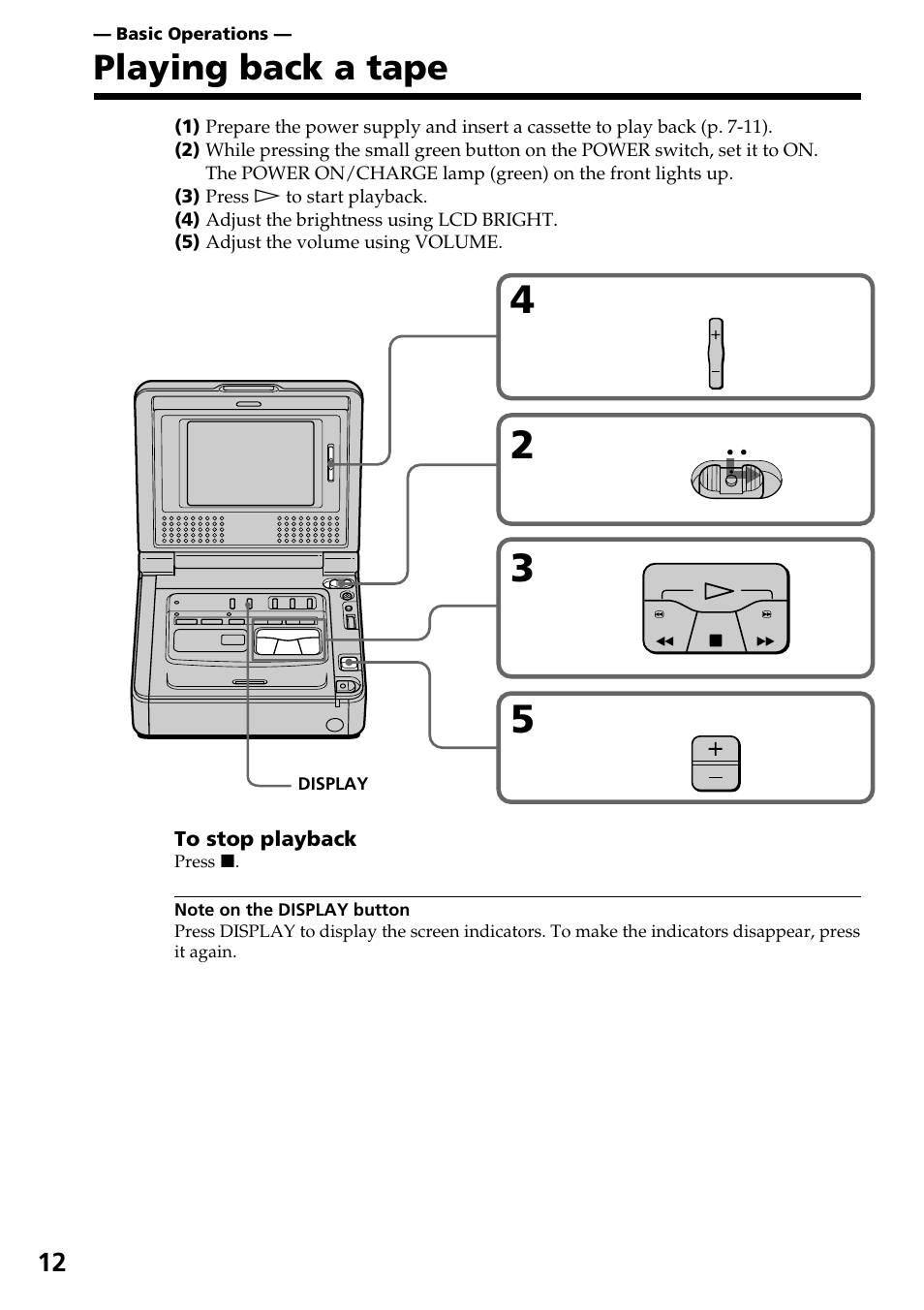 Playing back a tape | Sony GV-D800 User Manual | Page 12 / 76