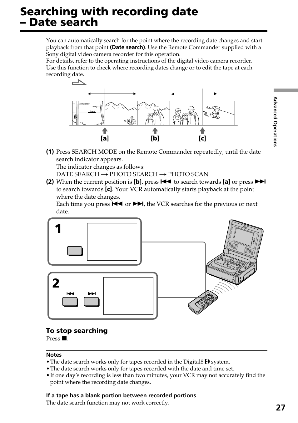 Searching with recording date – date search | Sony GV-D800 User Manual | Page 27 / 76