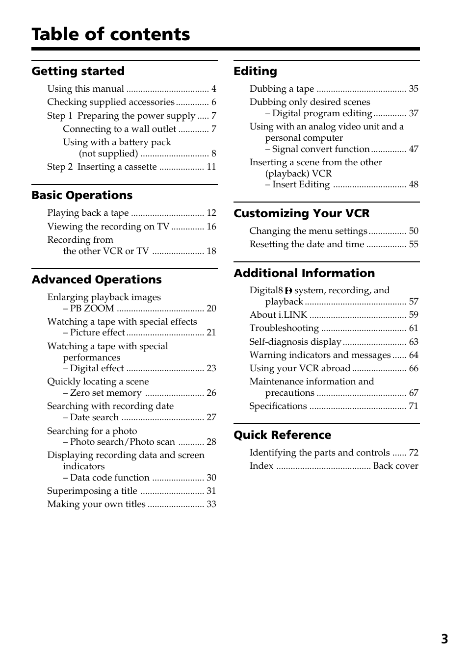 Sony GV-D800 User Manual | Page 3 / 76
