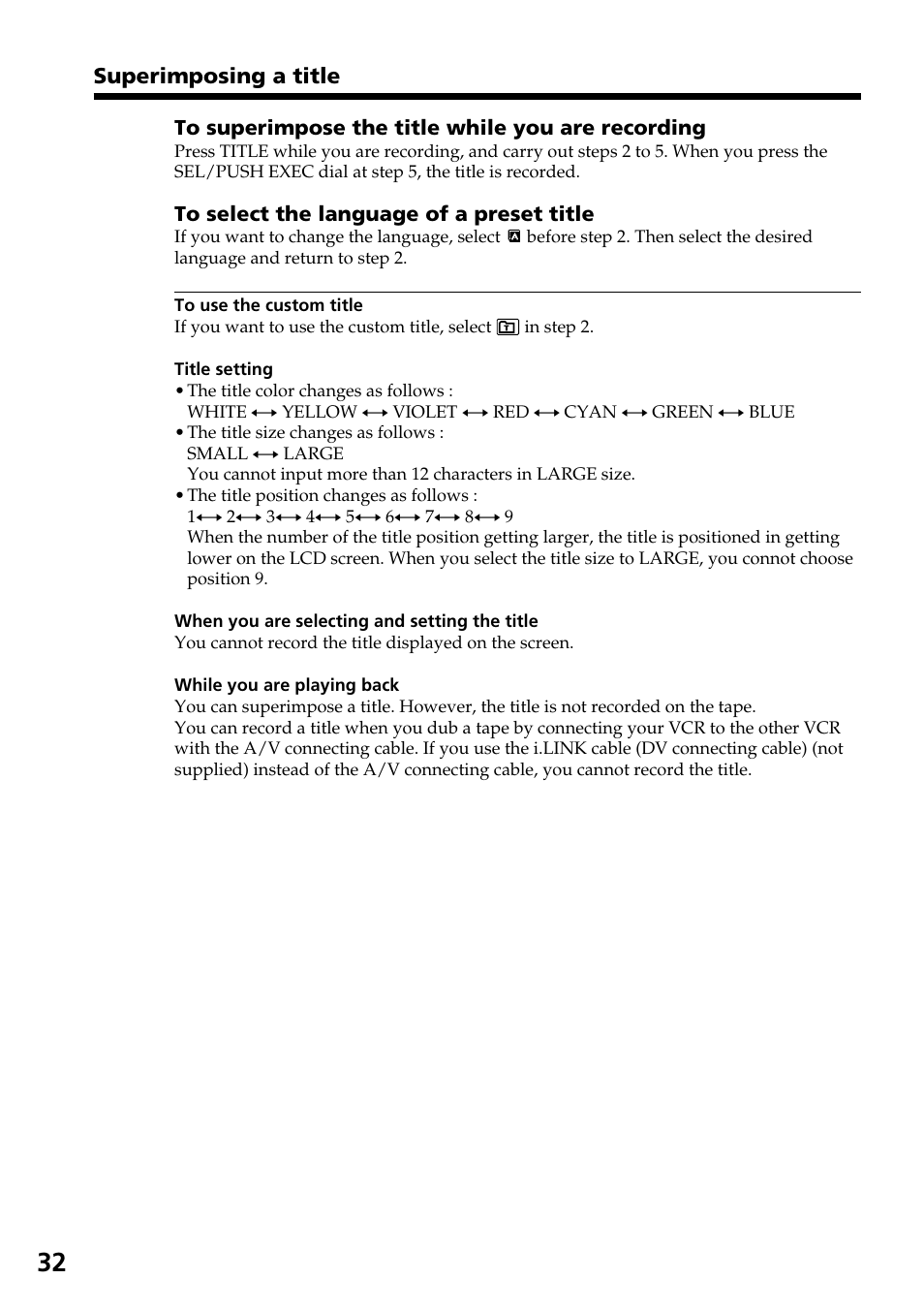 Sony GV-D800 User Manual | Page 32 / 76