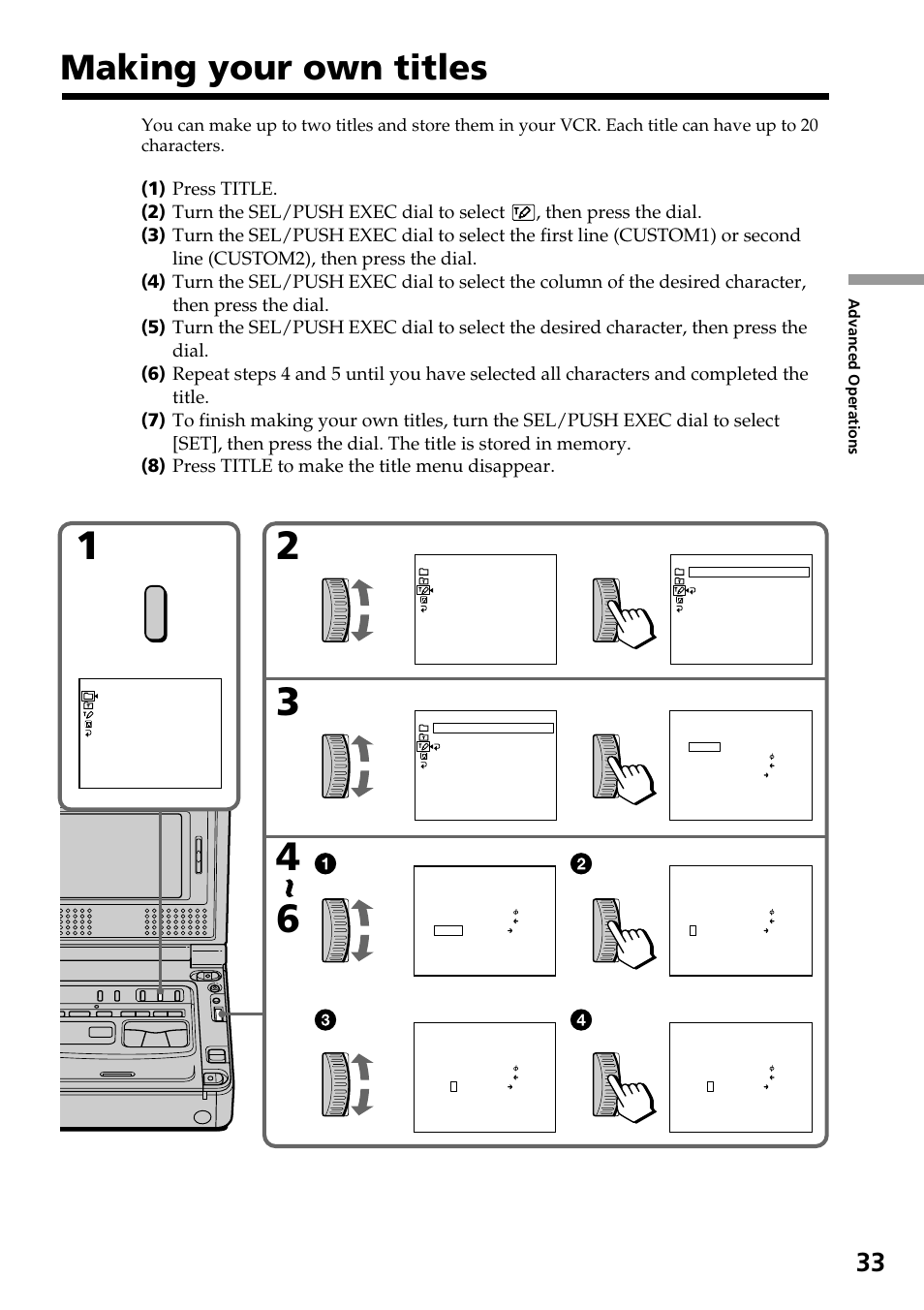 Making your own titles, Title | Sony GV-D800 User Manual | Page 33 / 76