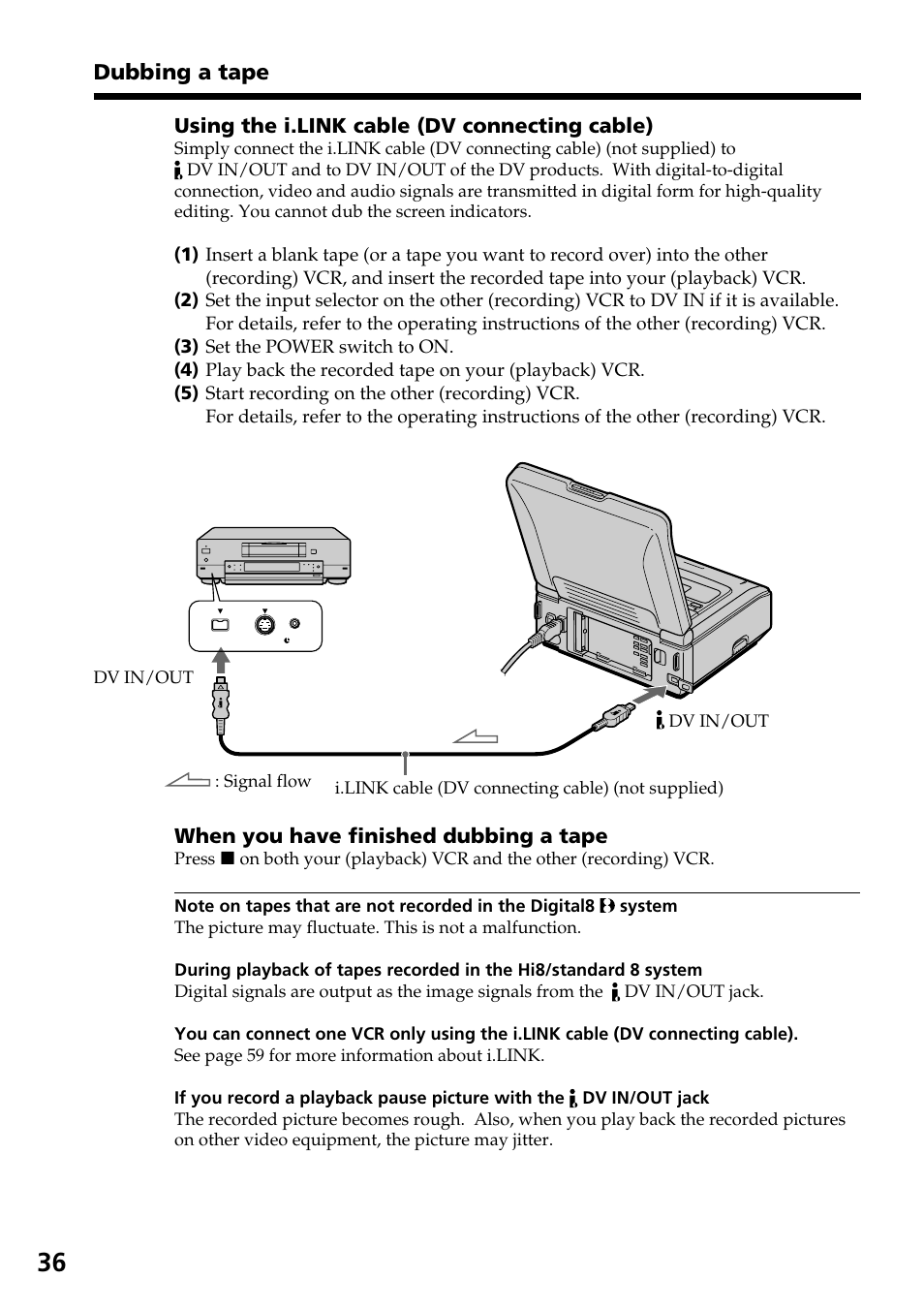Dubbing a tape | Sony GV-D800 User Manual | Page 36 / 76