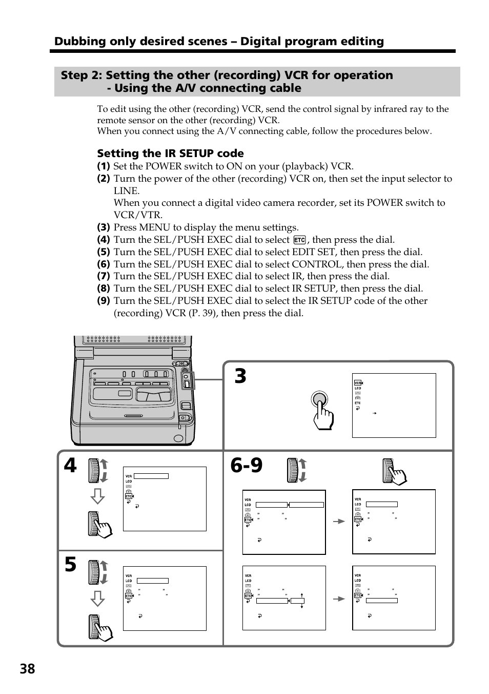 Setting the ir setup code, Menu | Sony GV-D800 User Manual | Page 38 / 76