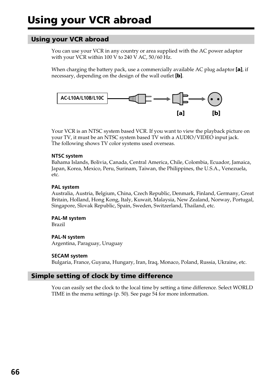 Using your vcr abroad | Sony GV-D800 User Manual | Page 66 / 76