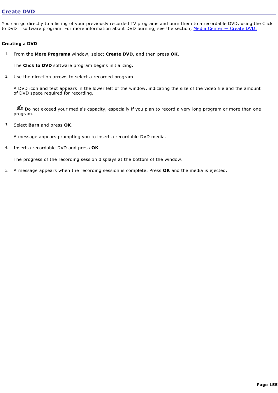 Create dvd | Sony VAIO VGCRB40 User Manual | Page 155 / 243