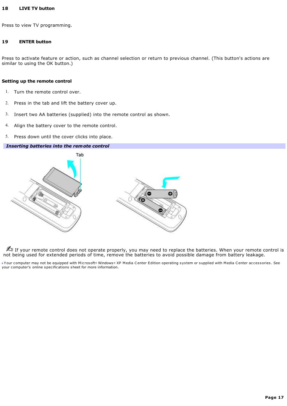 Sony VAIO VGCRB40 User Manual | Page 17 / 243