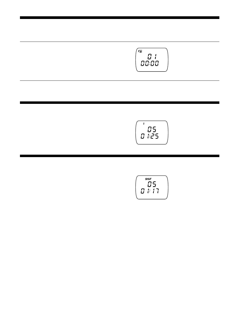 Playing tracks repeatedly (repeat play), Playing a single track (single play), Playing tracks in random order (shuffle play) | Playing tracks in random order, Shuffle play), Playing tracks repeatedly, Playing a single track | Sony D-FS601 User Manual | Page 10 / 32