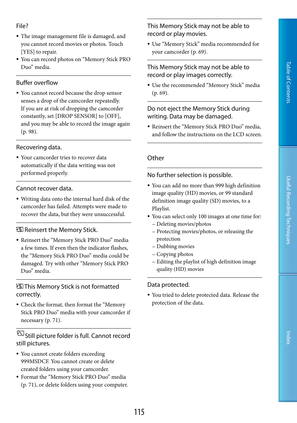 Other | Sony XR200VE User Manual | Page 115 / 134