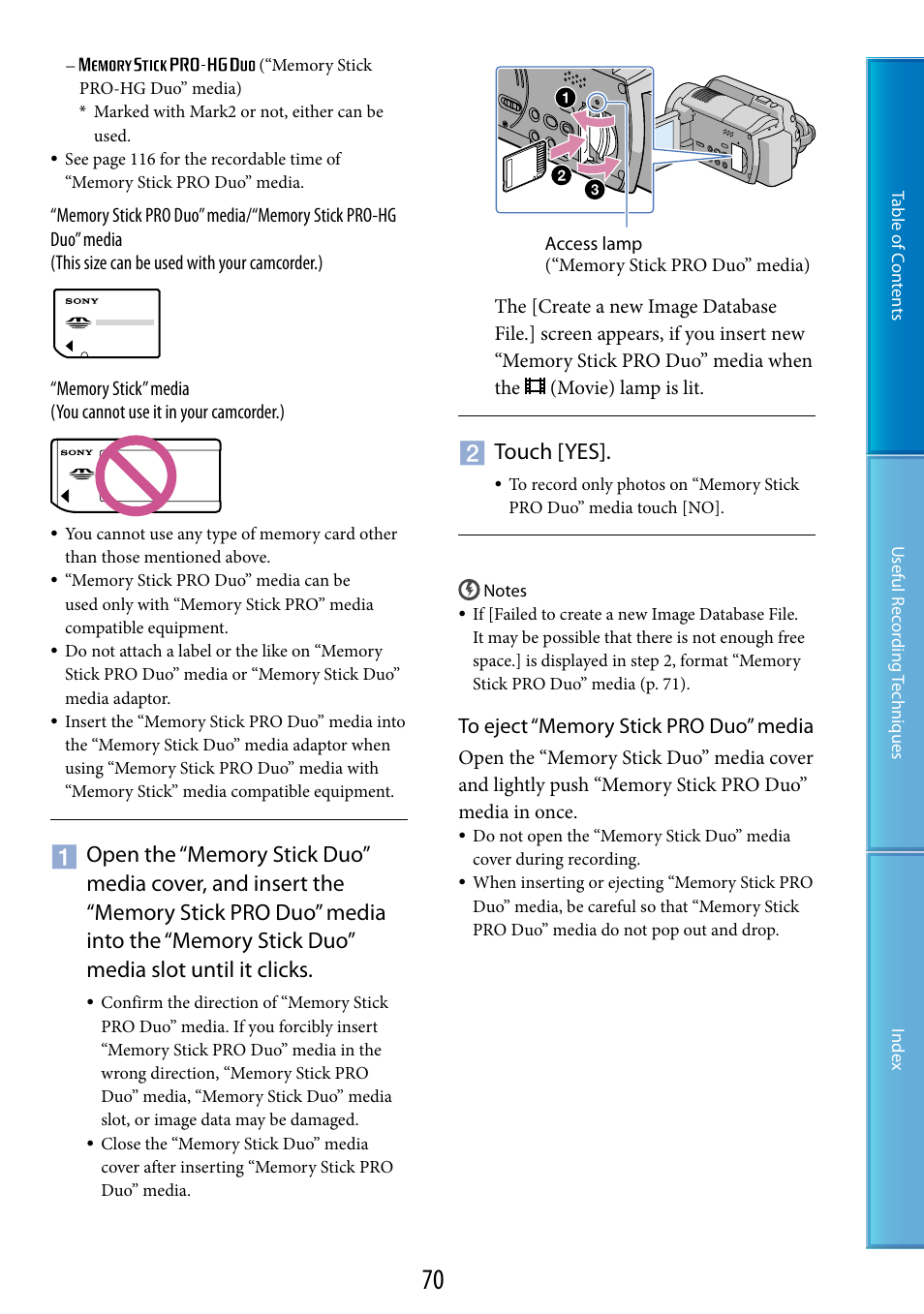 Touch [yes | Sony XR200VE User Manual | Page 70 / 134