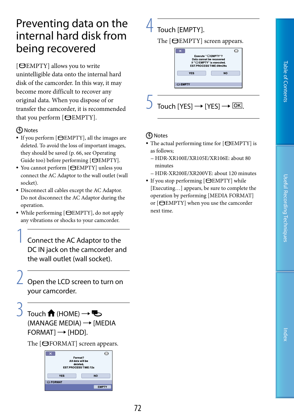 Sony XR200VE User Manual | Page 72 / 134