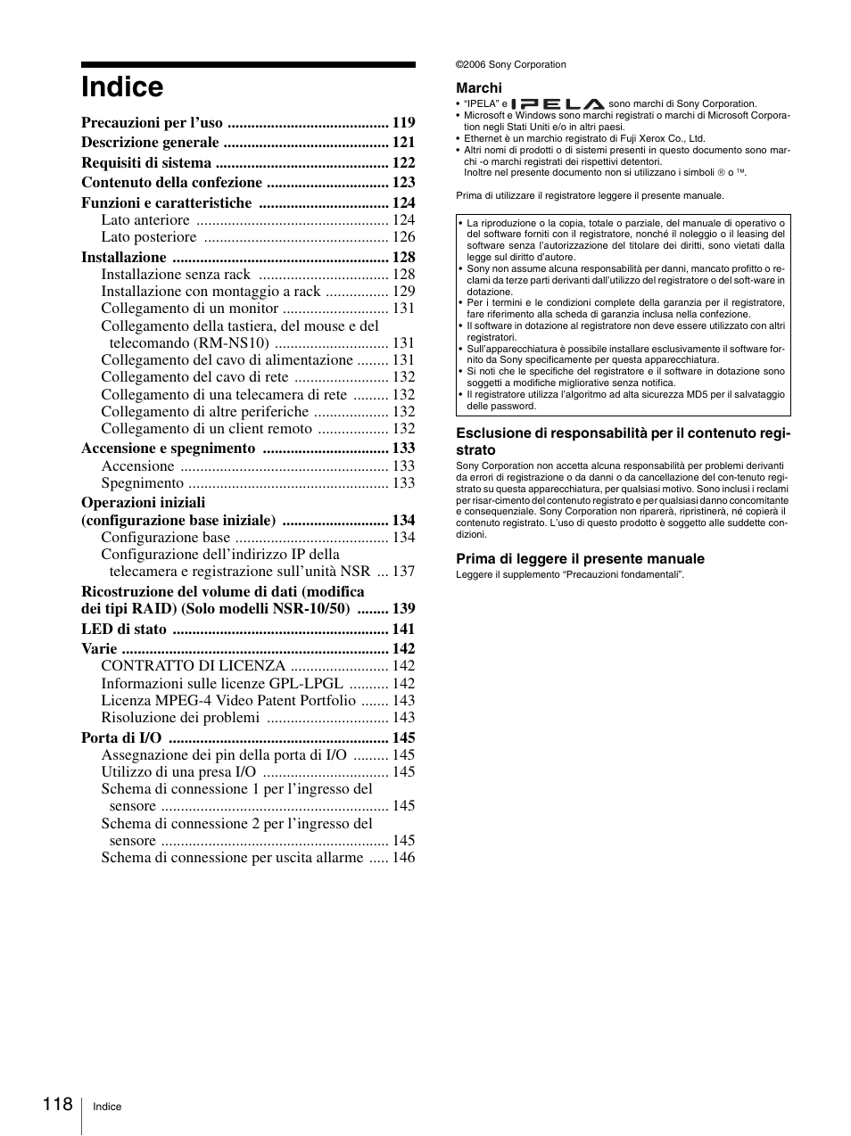Indice | Sony Security Camera User Manual | Page 118 / 204