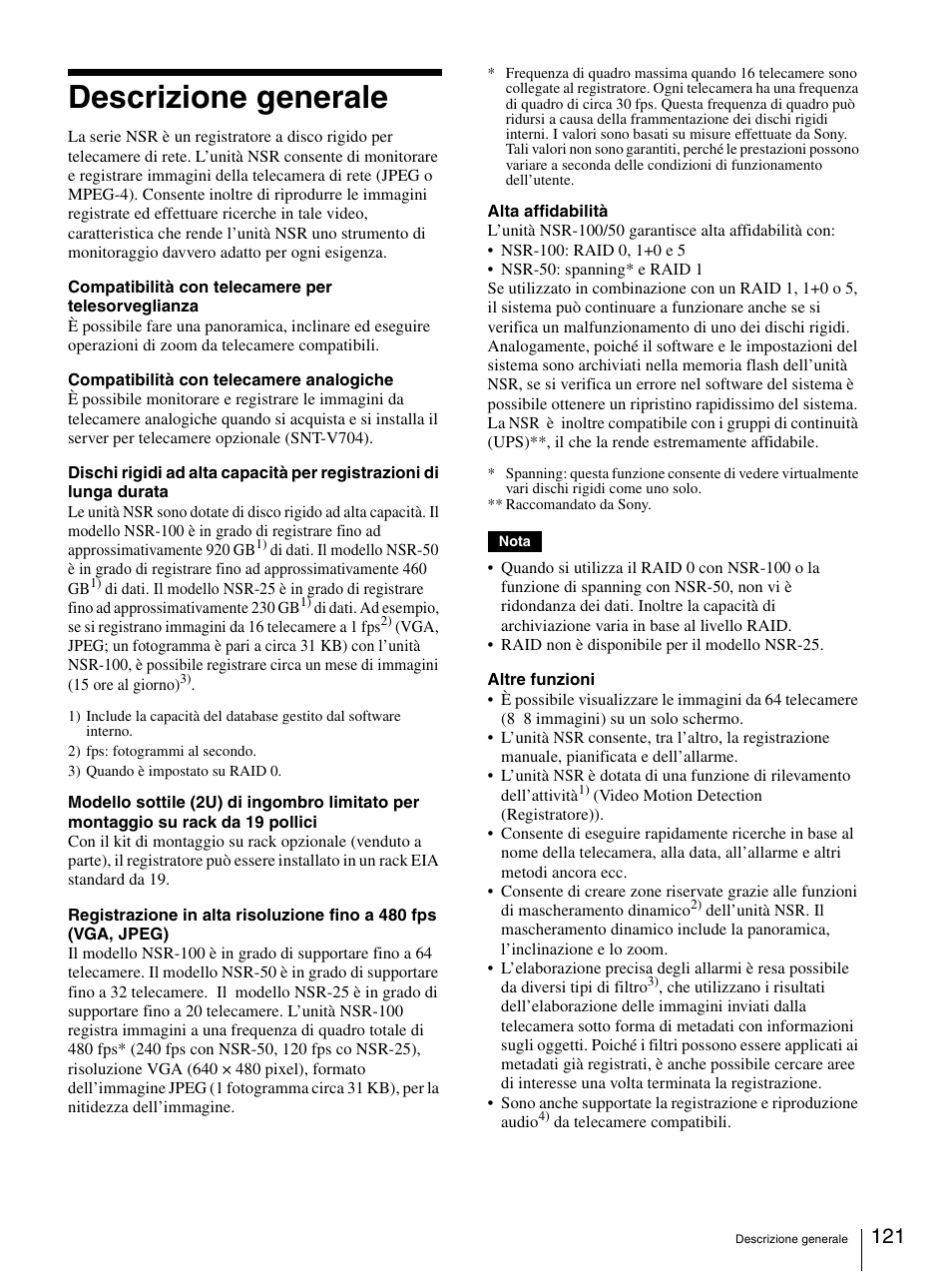 Descrizione generale | Sony Security Camera User Manual | Page 121 / 204
