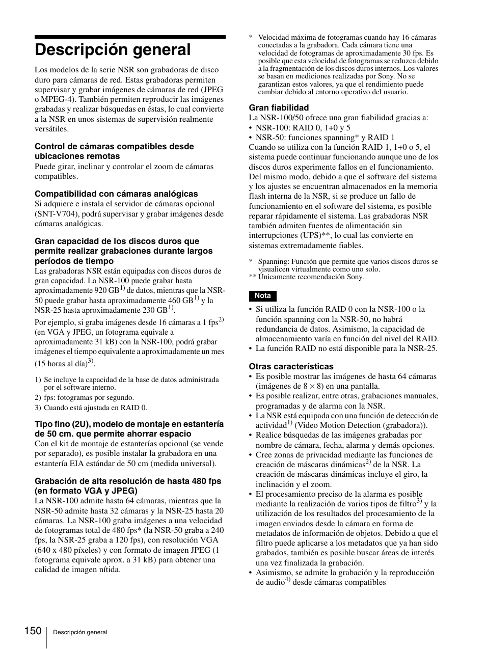 Descripción general | Sony Security Camera User Manual | Page 150 / 204
