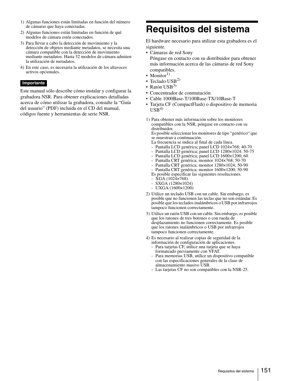 Requisitos del sistema | Sony Security Camera User Manual | Page 151 / 204
