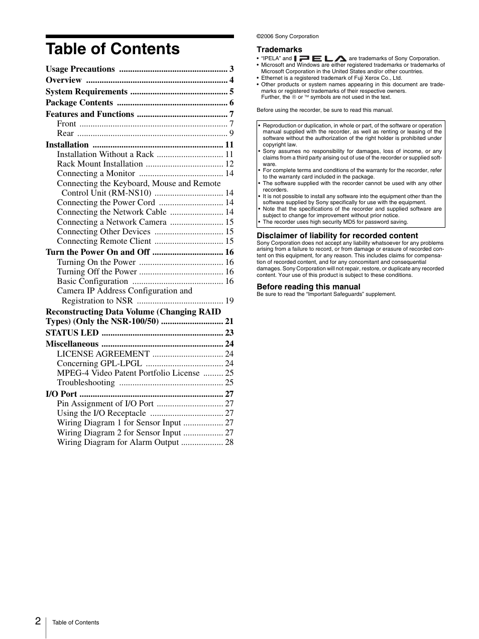 Sony Security Camera User Manual | Page 2 / 204