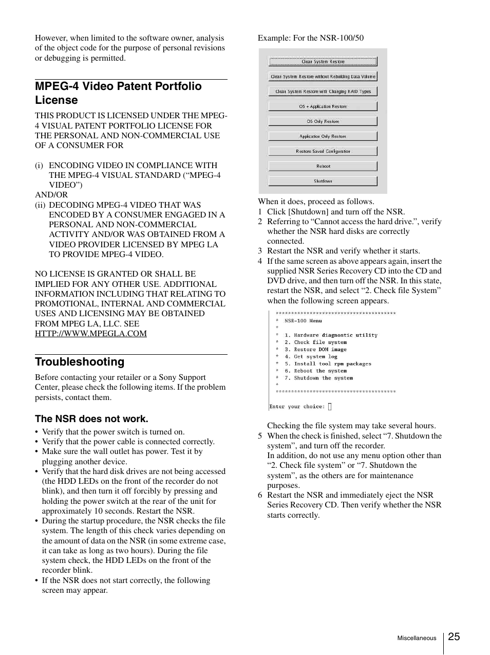 Mpeg-4 video patent portfolio license, Troubleshooting | Sony Security Camera User Manual | Page 25 / 204