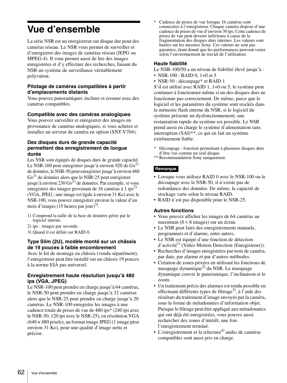 Vue d’ensemble | Sony Security Camera User Manual | Page 62 / 204