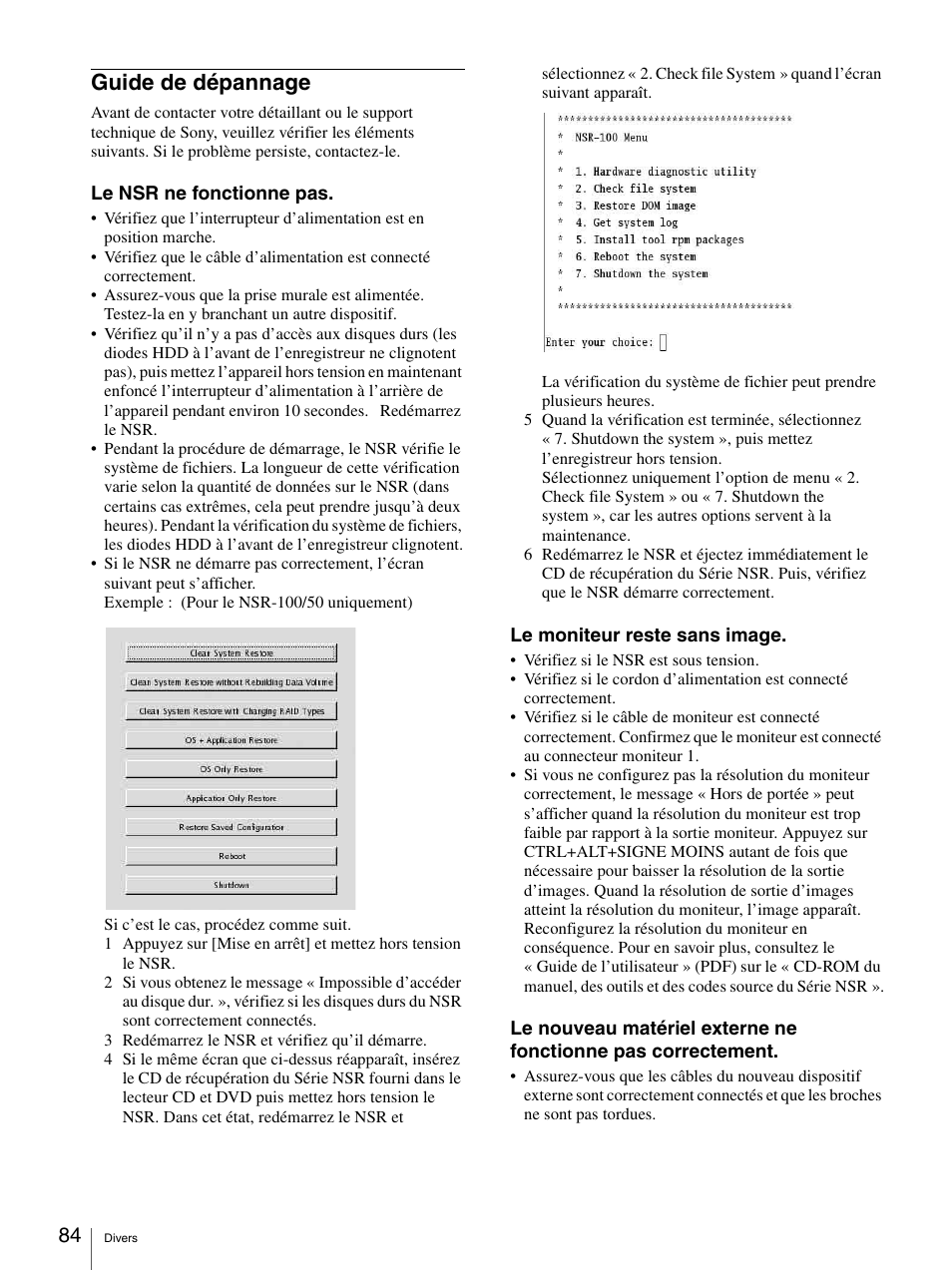 Guide de dépannage | Sony Security Camera User Manual | Page 84 / 204