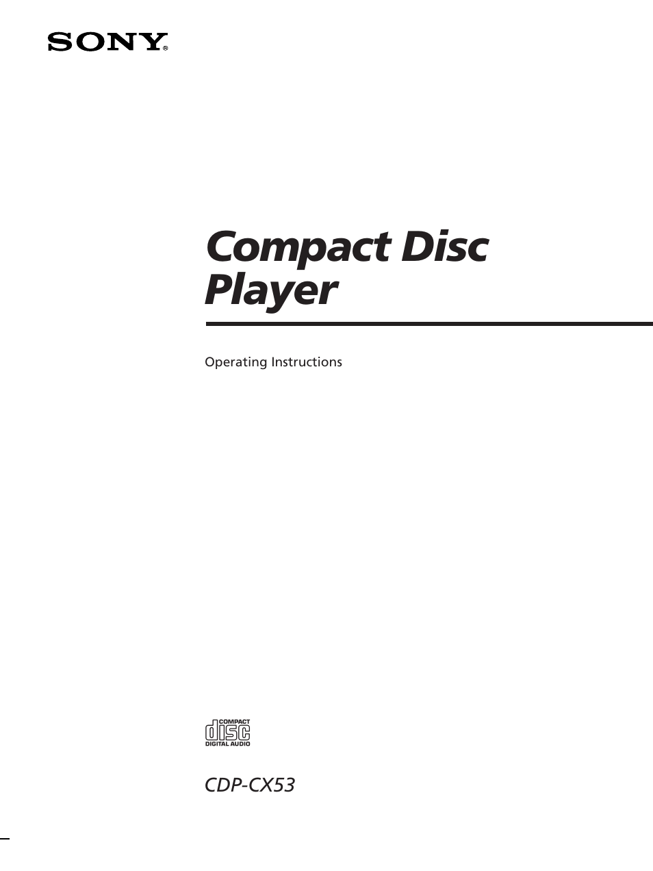 Sony CDP-CX53 User Manual | 20 pages