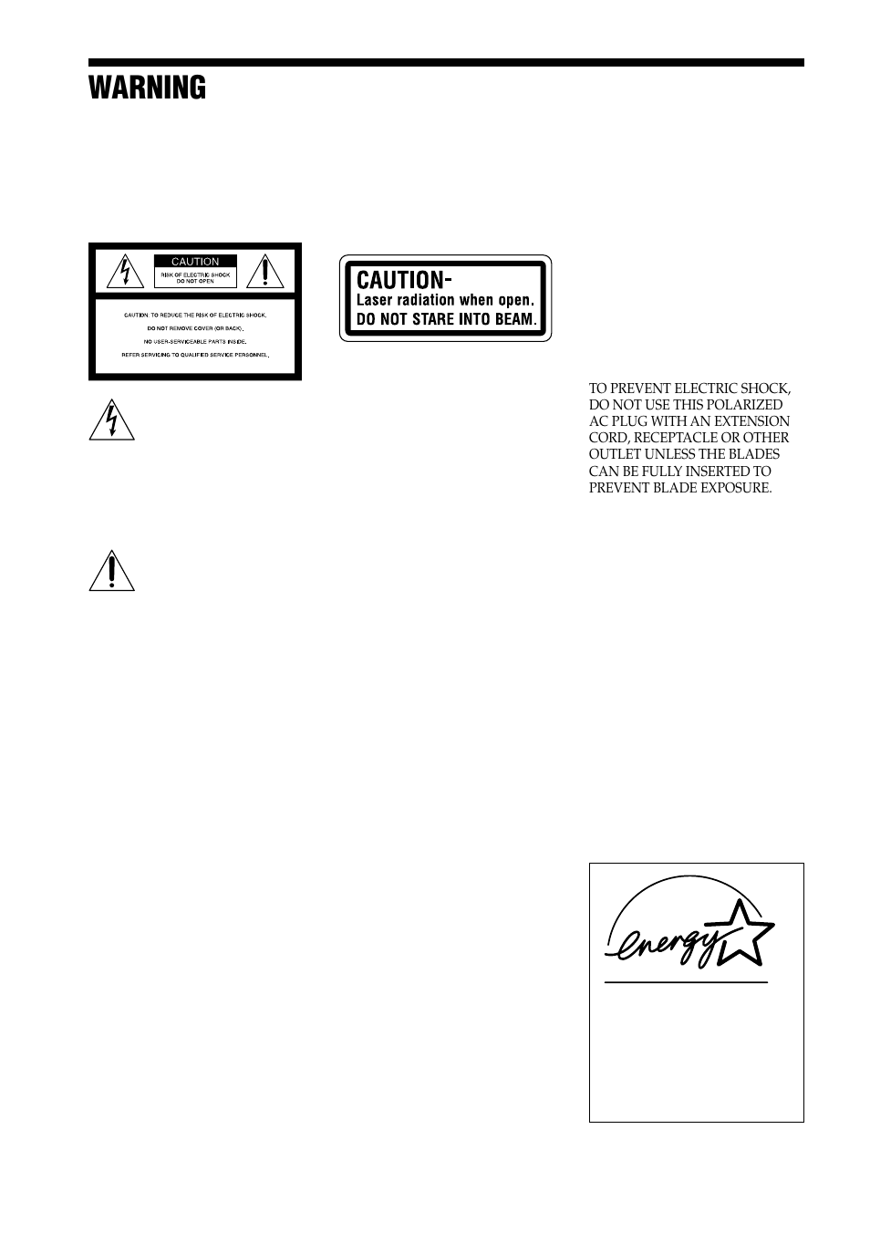 Warning | Sony AVD-S50ES User Manual | Page 2 / 84