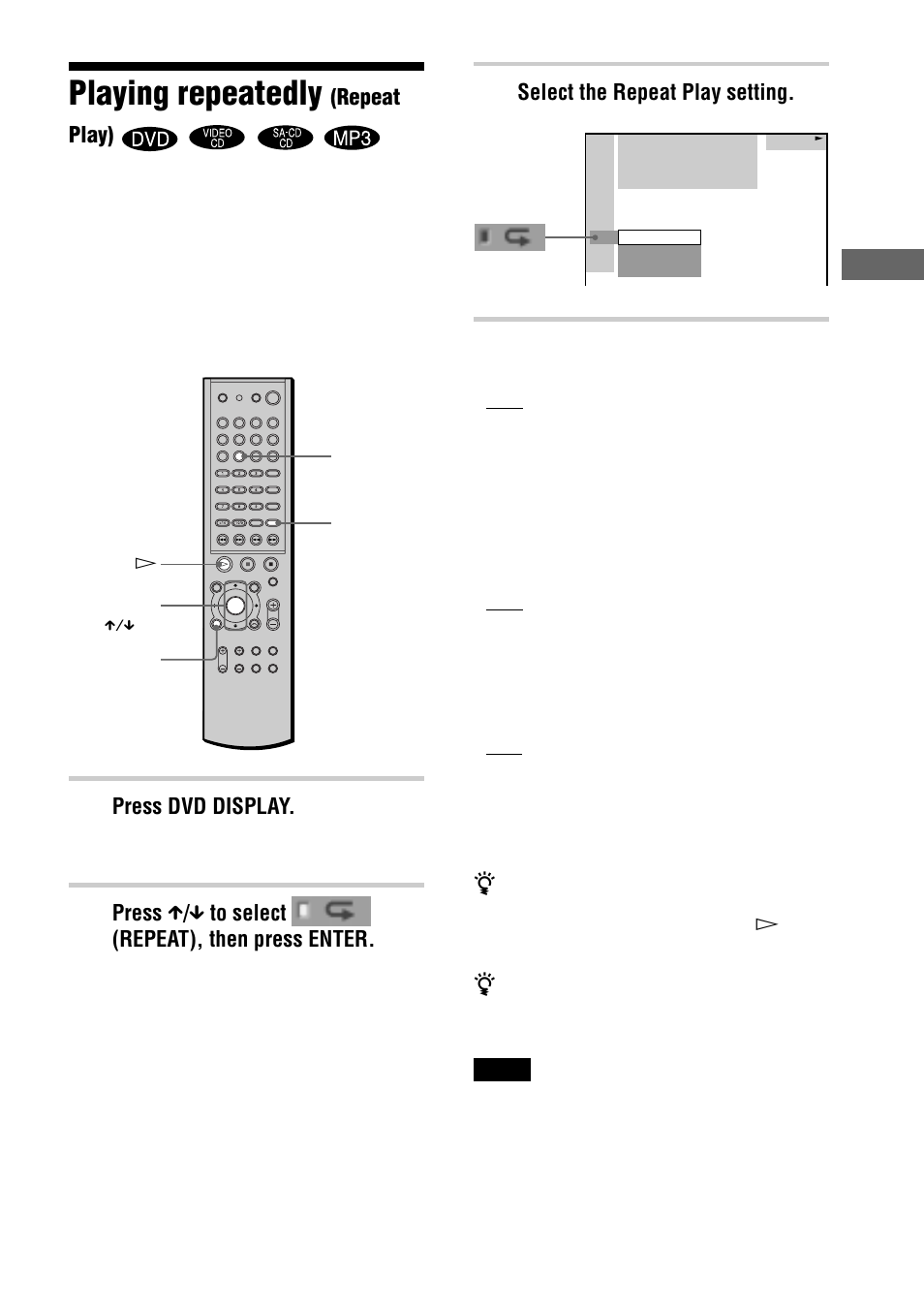 Playing repeatedly | Sony AVD-S50ES User Manual | Page 39 / 84