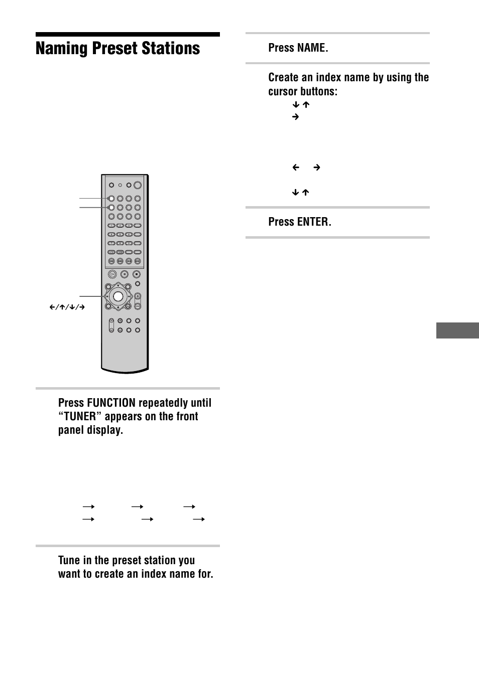 Naming preset stations | Sony AVD-S50ES User Manual | Page 63 / 84