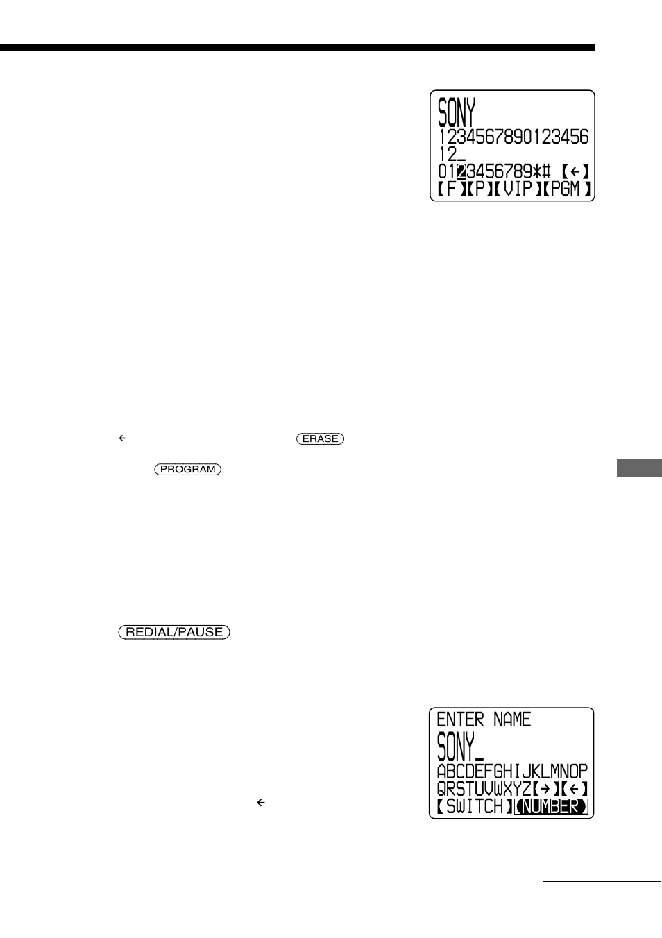 Changing a stored name and/or phone number, Sony | Sony SPP-S9226 User Manual | Page 43 / 80