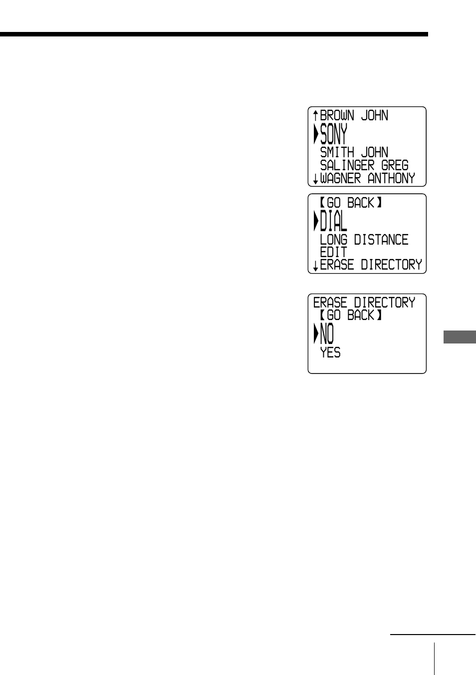 Erasing a memory location, Sony, Dial | Sony SPP-S9226 User Manual | Page 47 / 80