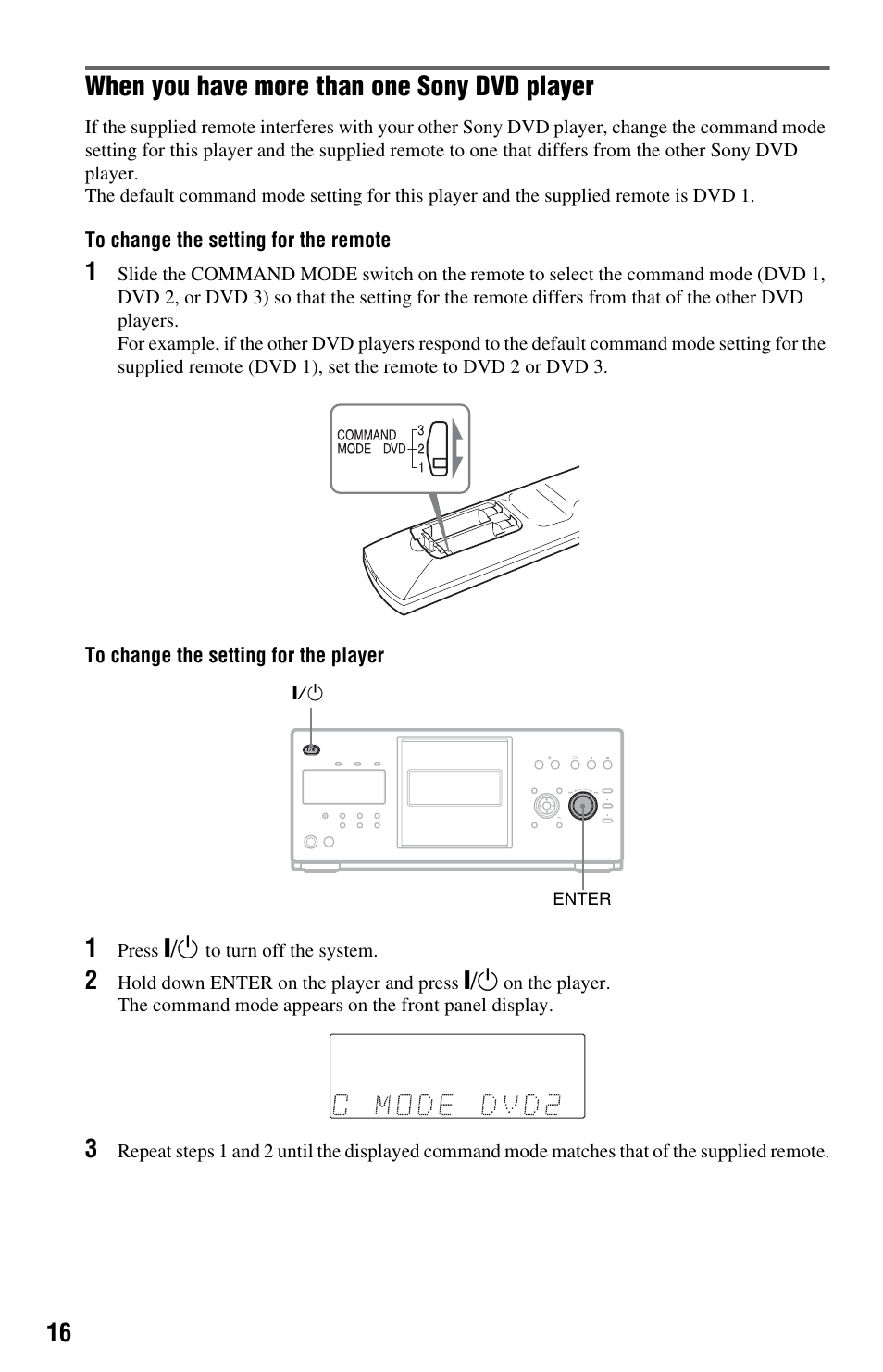 When you have more than one sony dvd player | Sony DVP-CX995V User Manual | Page 16 / 96