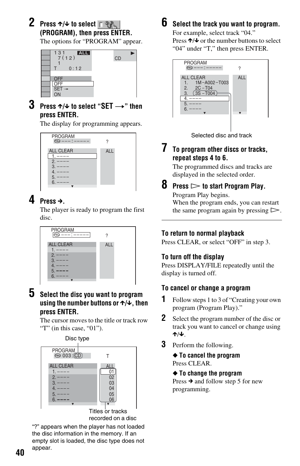 Set t | Sony DVP-CX995V User Manual | Page 40 / 96