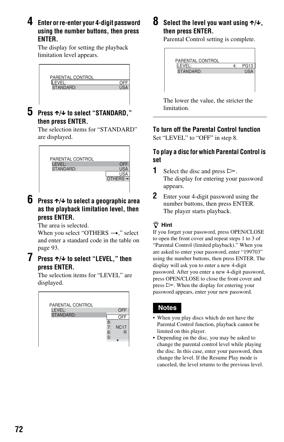 Sony DVP-CX995V User Manual | Page 72 / 96