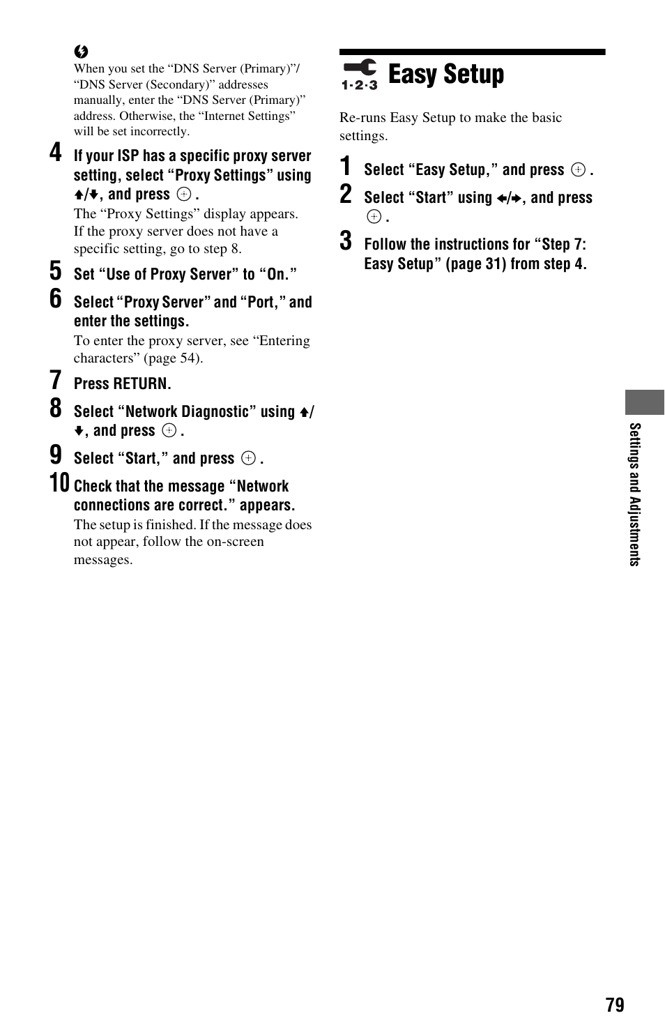 Easy setup | Sony BDP-CX7000ES User Manual | Page 79 / 99